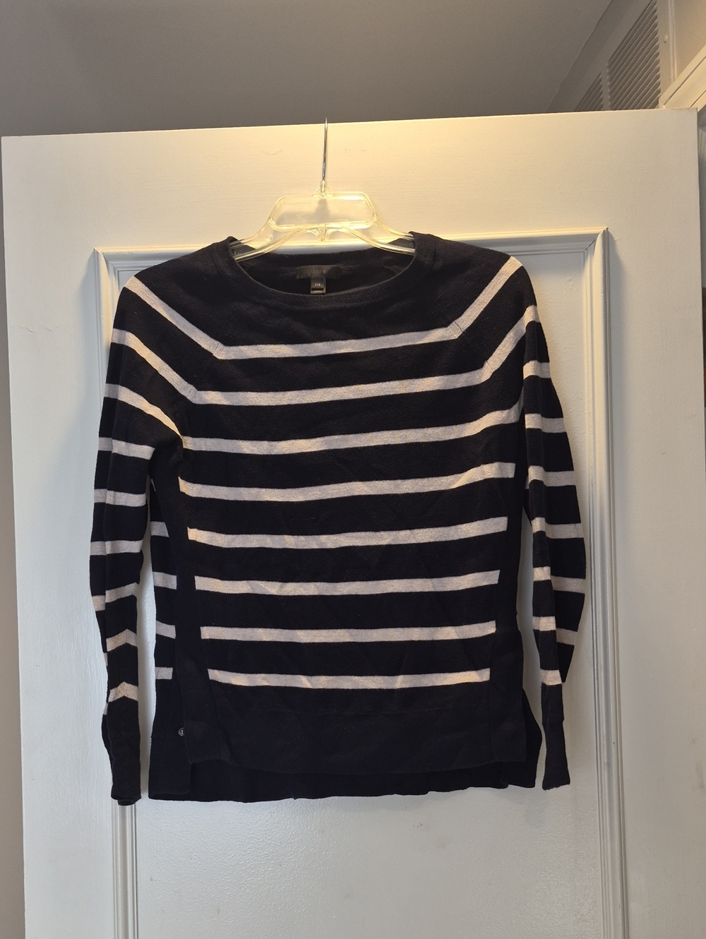 J. Crew Navy and White Striped Crewneck Sweater